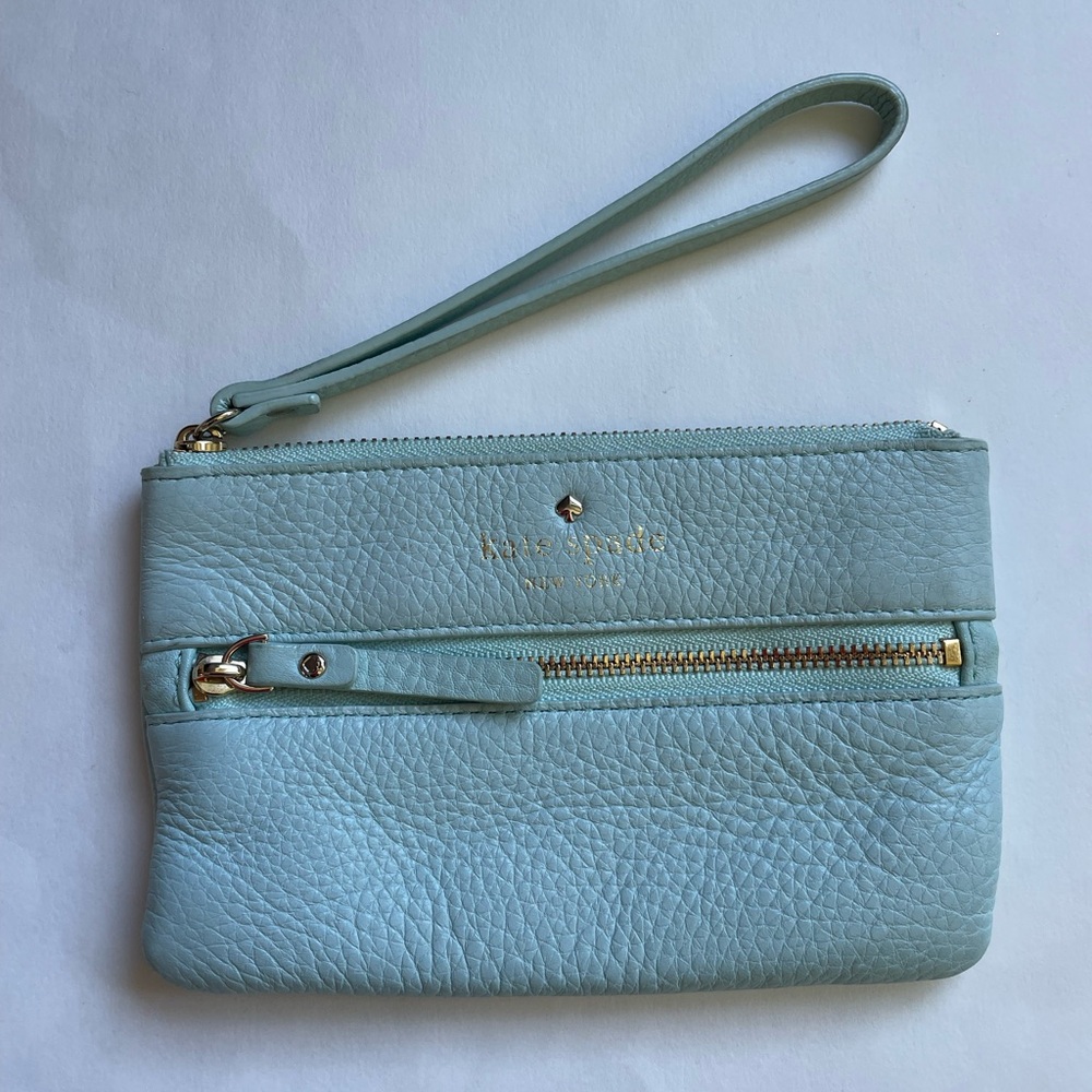 Kate Spade Blue Leather Clutch Wristlet